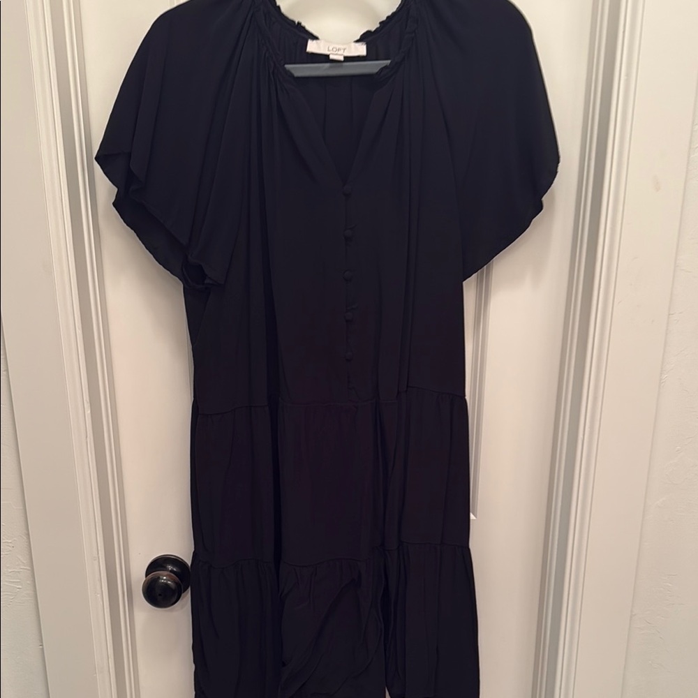 LOFT Black Button-Down Dress